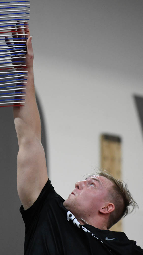Razorbacks tight end Nathan Bax on his vertical jump at Pro Day